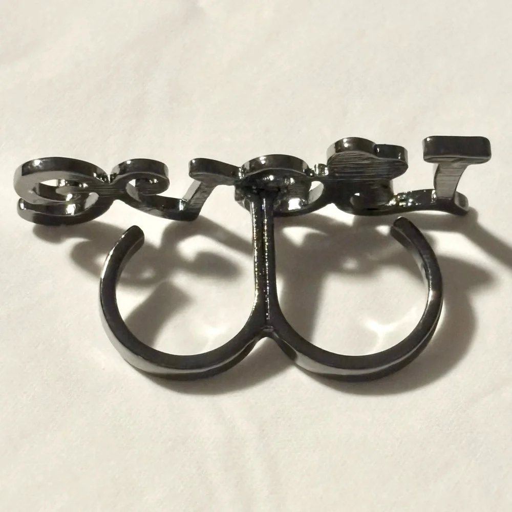 Gunmetal Colored Love Double Ring Size 6-7